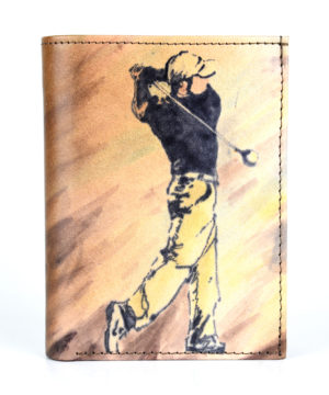 Ručne maľovaná kožená peňaženka 8560 s motívom Golfistu